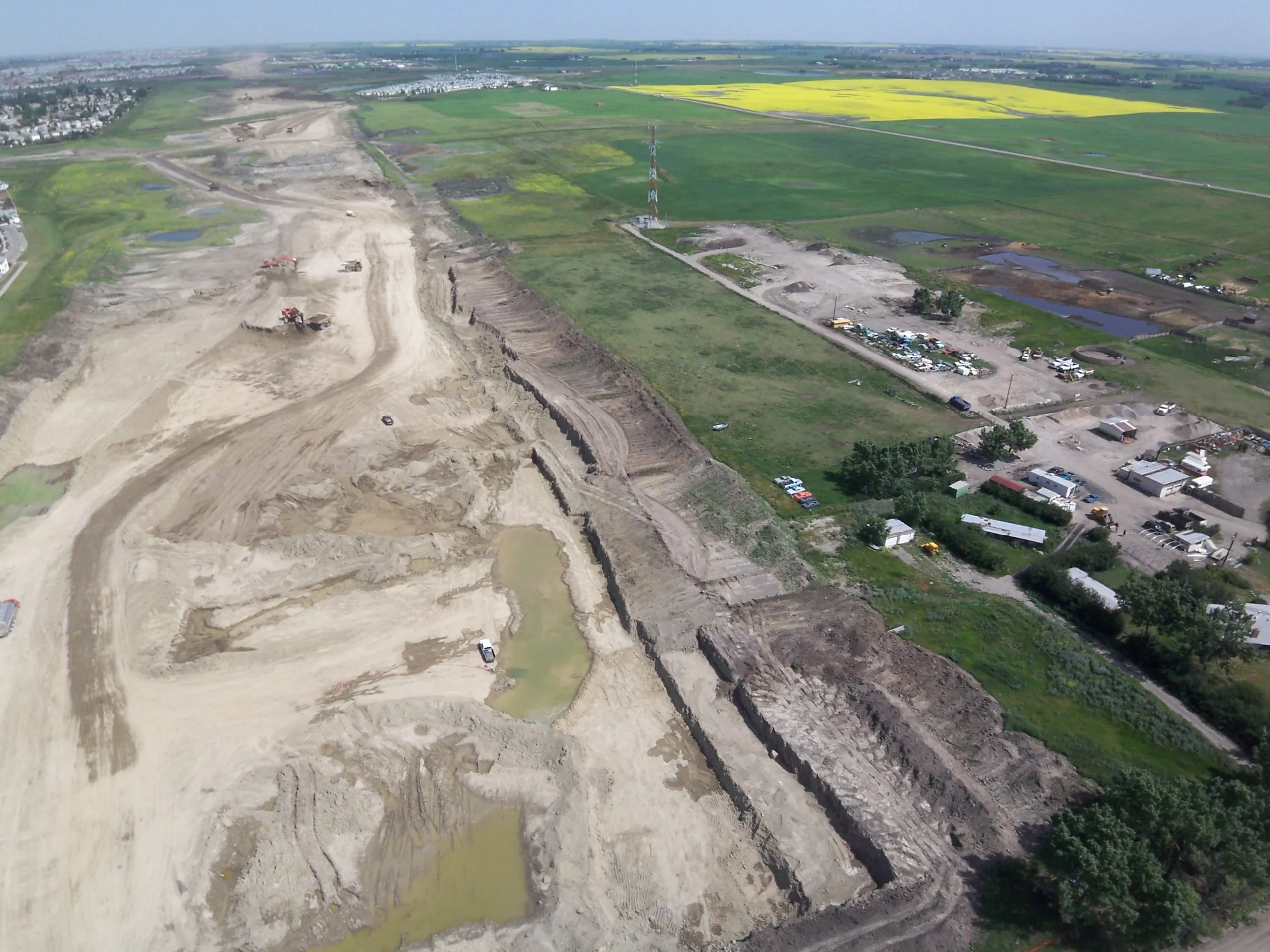 Aerial view of the Northeast Stoney Trail corridor earthworks